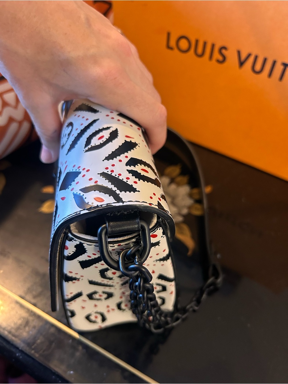 Louis Vuitton White, Black & Red Twist Crossbody Bag - Picture 5 of 7